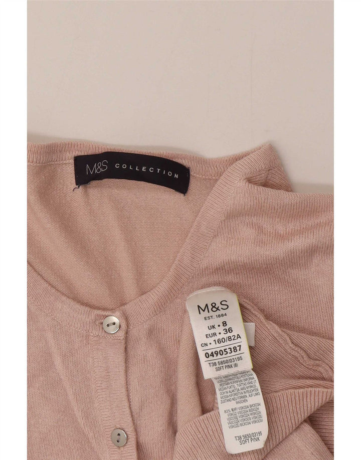 Marks & Spencer Suéter tipo cárdigan para mujer UK 8 Small Viscosa rosa