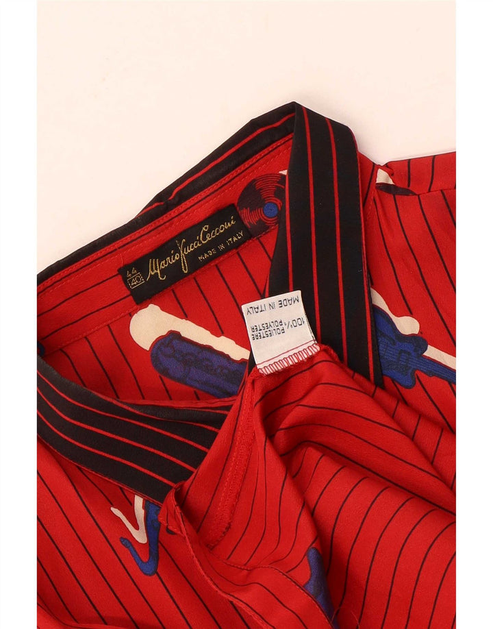 Mario Pucci Cecconi Blusa para mujer IT 44 Medium Red Pinstripe