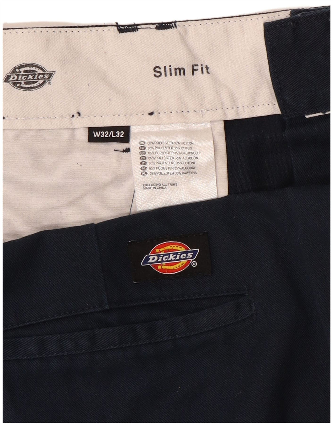 Dickies Pantalón chino slim fit para hombre W32 L32 Poliéster azul marino
