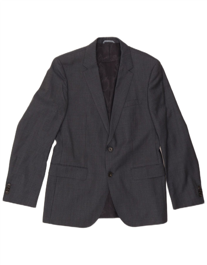 Hugo Boss Chaqueta tipo blazer de 2 botones para hombre EU 48 Lana de pata de gallo gris medio