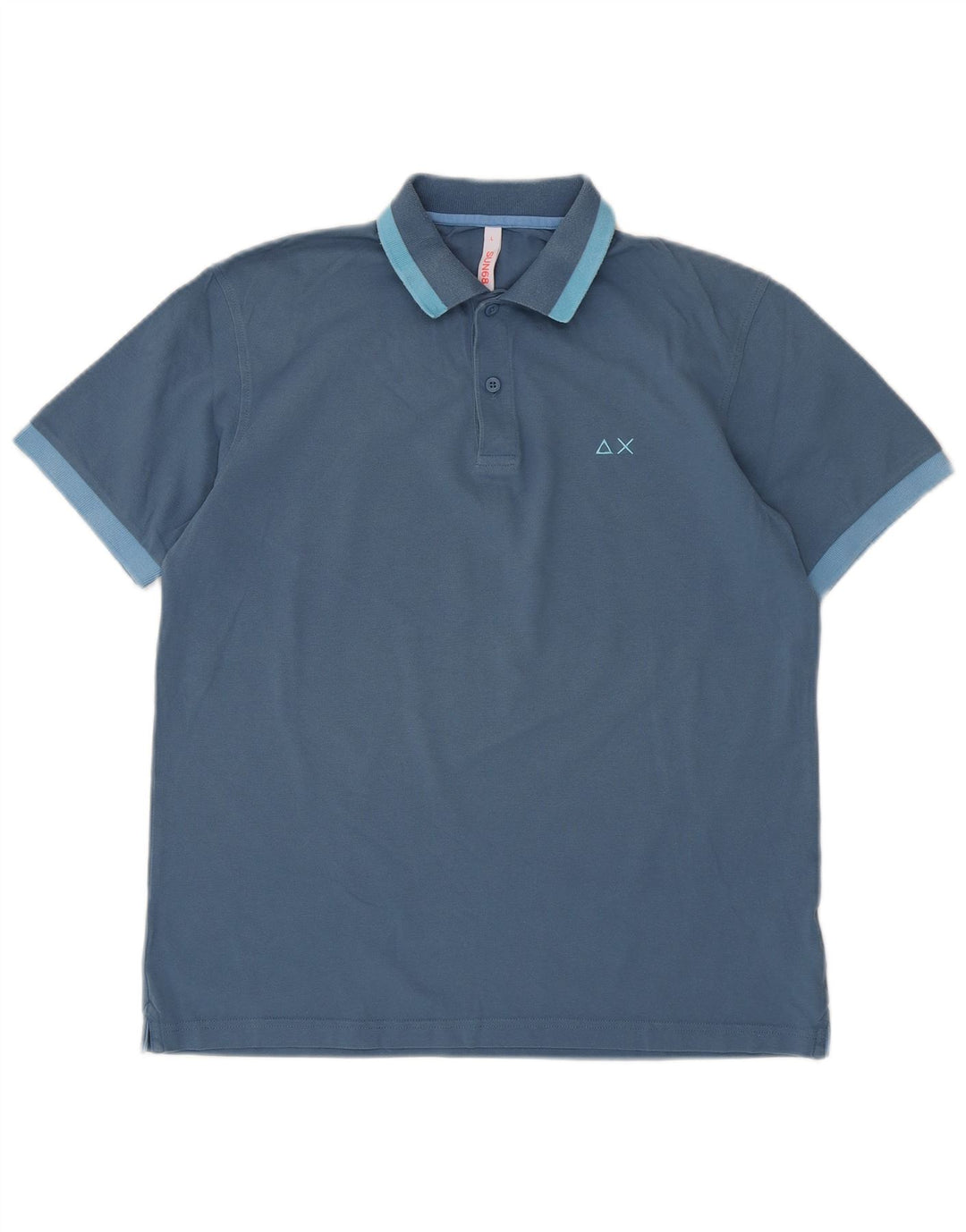 Polo Sun68 para hombre de algodón azul grande