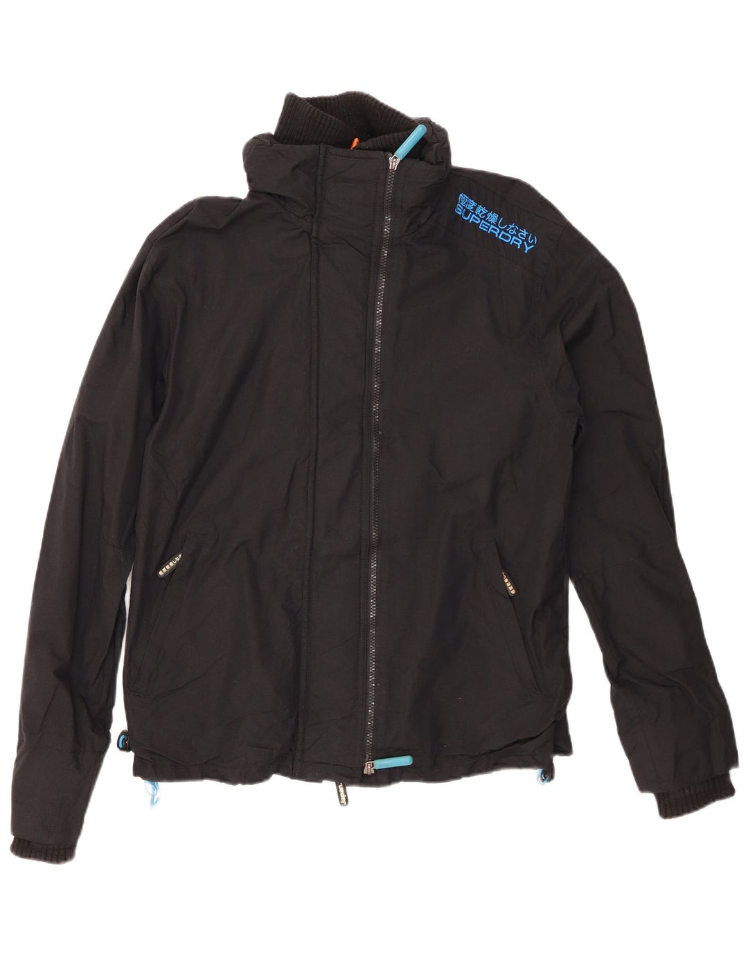 SUPERDRY Chaqueta impermeable The Windcheater para hombre, talla 40, nailon negro grande