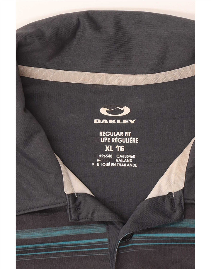 Oakley Polo de ajuste regular para hombre XL gris a rayas