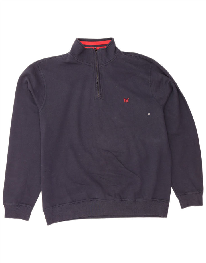 CREW CLOTHING Sudadera con cuello y cremallera para hombre Jersey 2XL Algodón azul marino