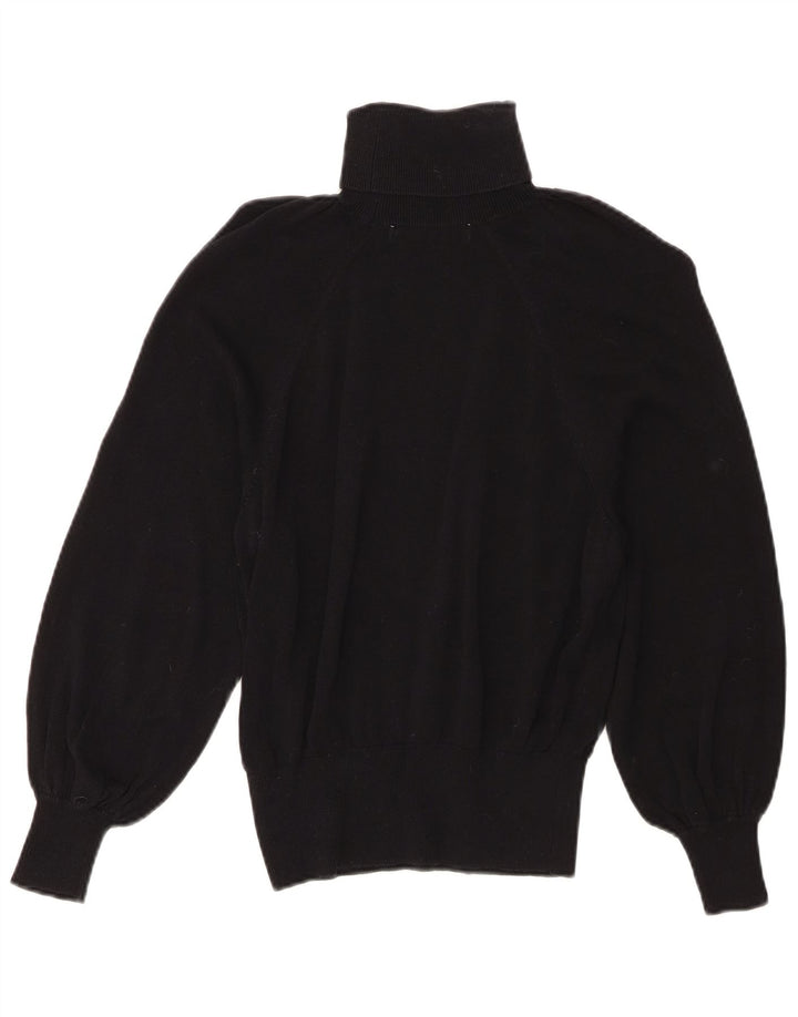 Zara Mujer Roll Neck Jumper Sweater UK 10 Small Black Lyocell