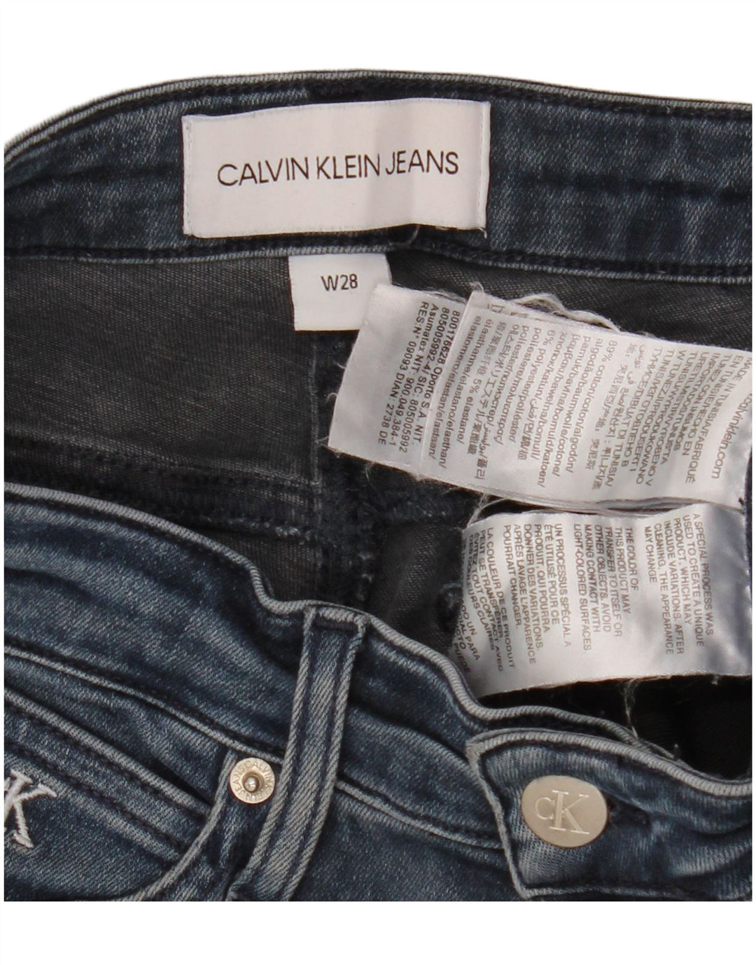 CALVIN KLEIN Vaqueros pitillo de talle medio para mujer W28 L27 Algodón azul
