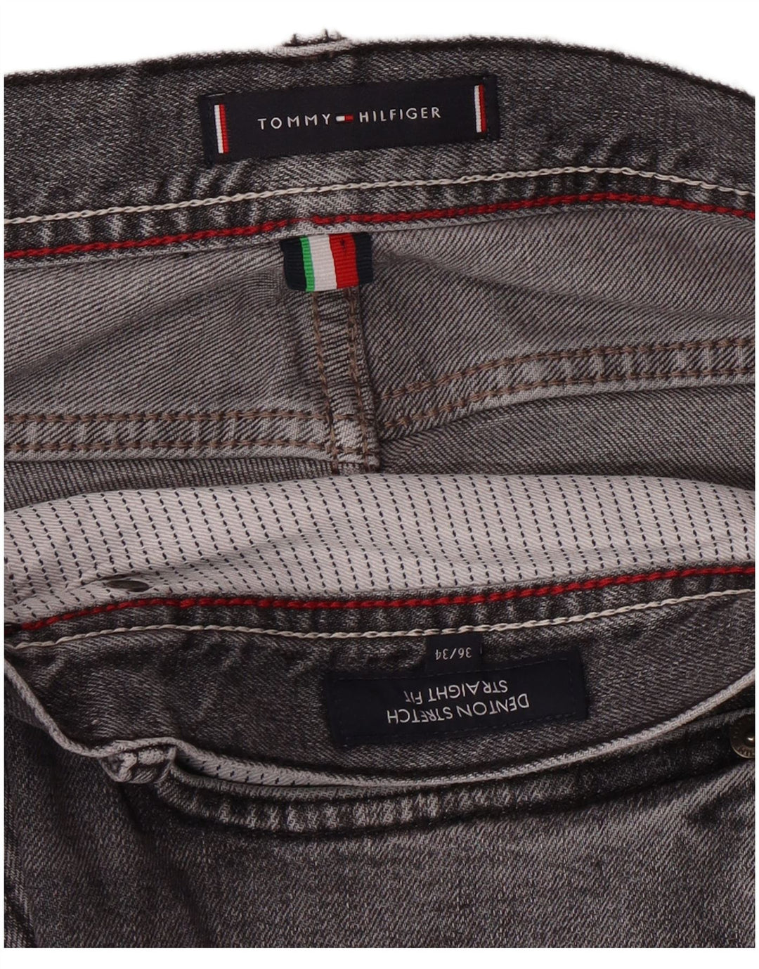 TOMMY HILFIGER Vaqueros rectos Denton para hombre W36 L27 Gris