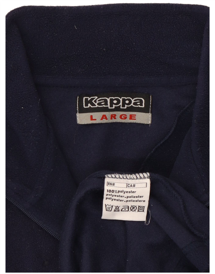 Kappa - Jersey de forro polar con cuello y cremallera para hombre, tamaño grande, poliéster azul marino