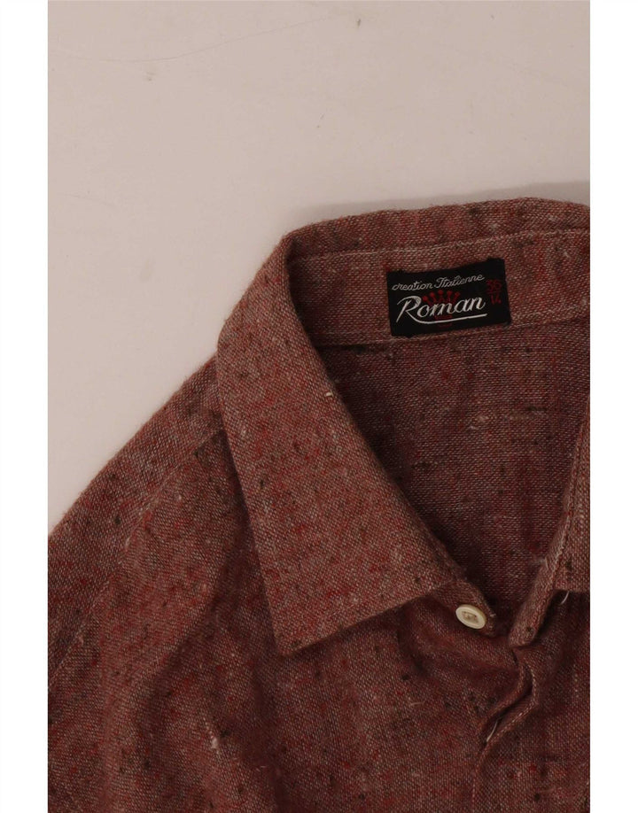 Camisa Romana Para Hombre Talla 36 14 Pequeña Moteada Roja