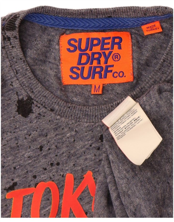 Superdry Camiseta gráfica para hombre Top de algodón teñido anudado en gris medio