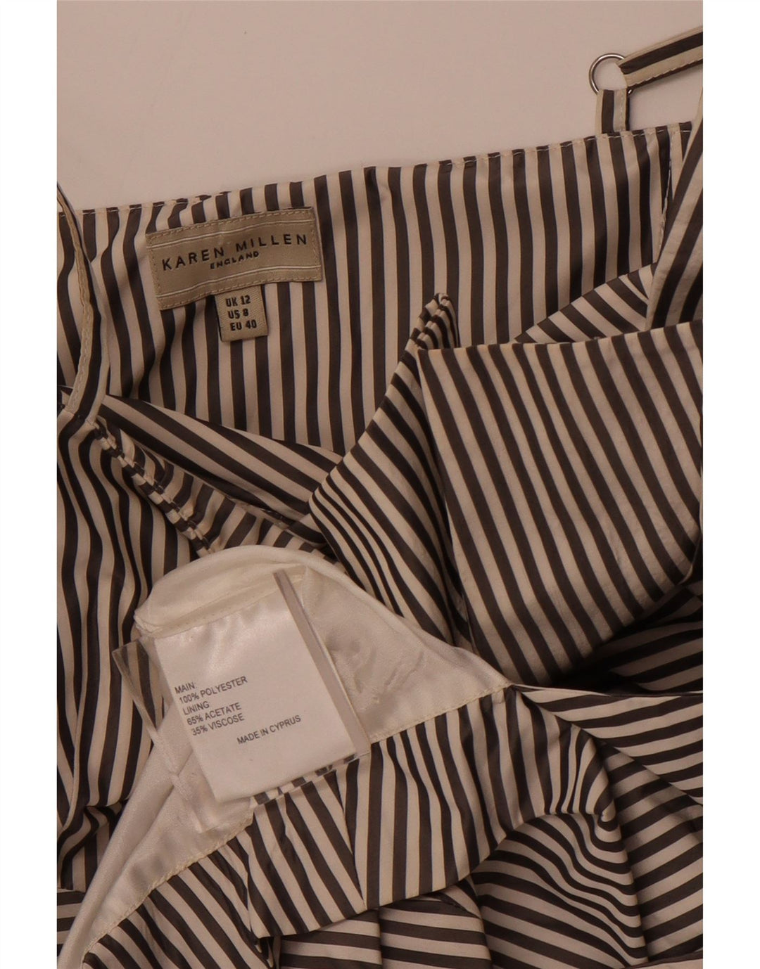 KAREN MILLEN Vestido asimétrico de corte A para mujer UK 42 Mediano Rayas negras