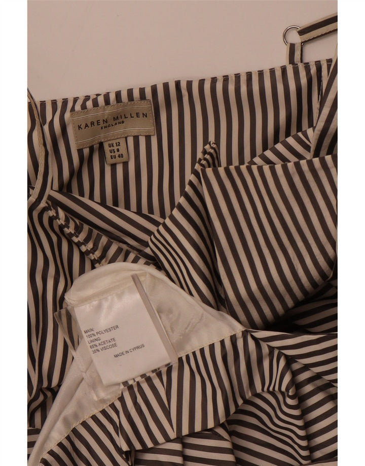 KAREN MILLEN Vestido asimétrico de corte A para mujer UK 42 Mediano Rayas negras