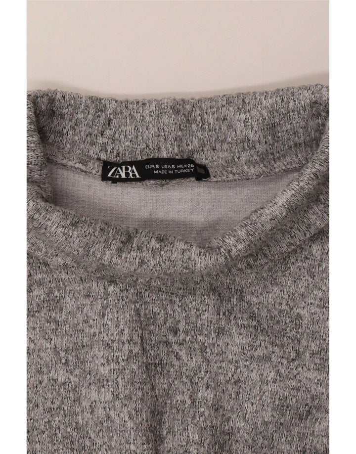 Zara Mujer Top Extragrande Manga Larga UK 10 Small Gris