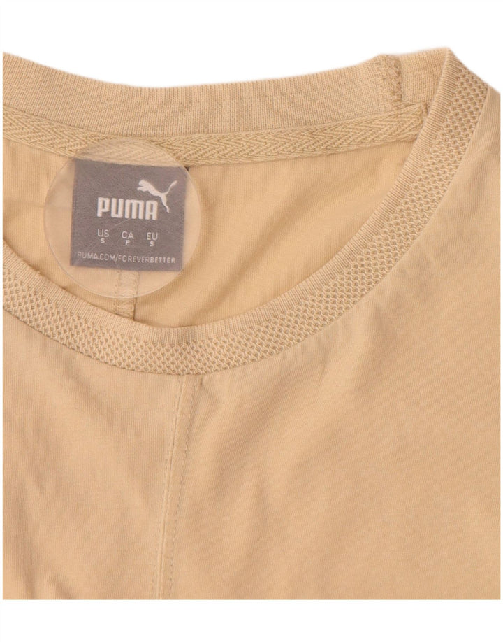PUMA Mens T-Shirt Top Small Beige Cotton
