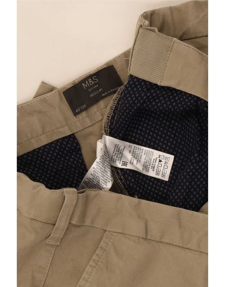 Marks & Spencer Pantalón chino regular para hombre W40 L29 Algodón beige