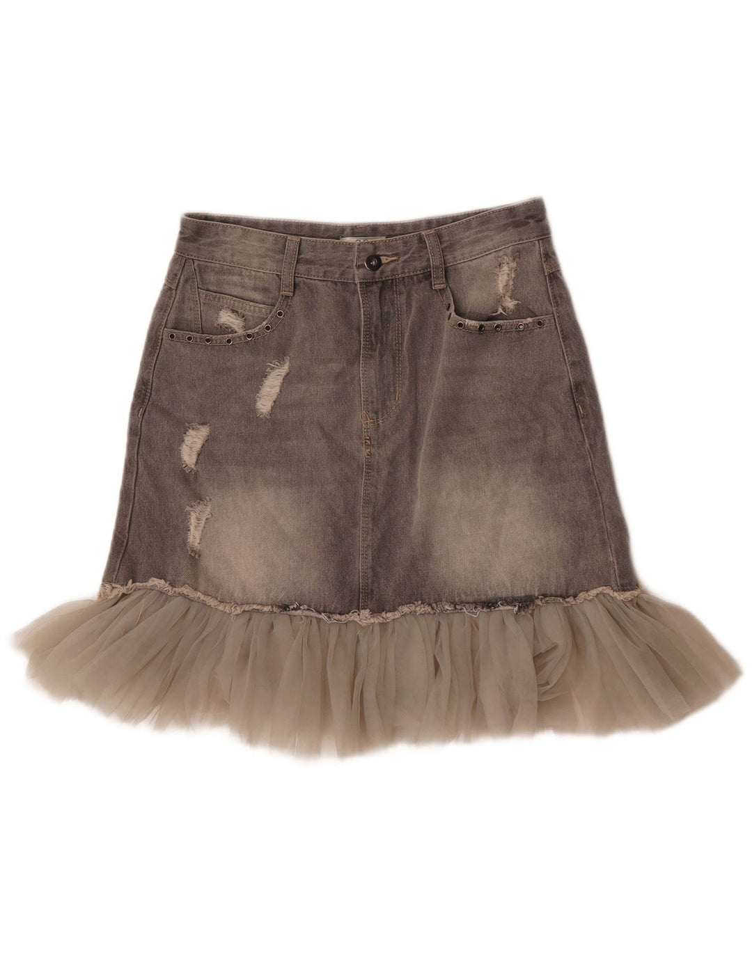 Falda Vaquera Desgastada OVS Mujer Mediana W27 Algodón Gris