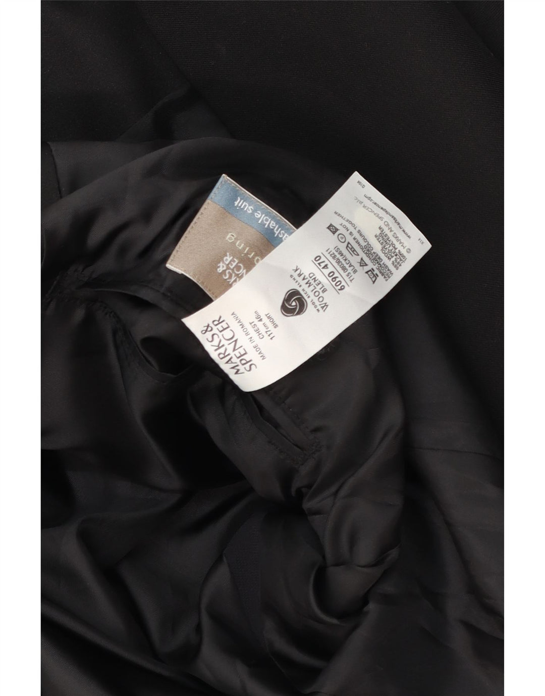 Marks & Spencer Chaqueta tipo blazer de 2 botones para hombre UK 46 XL Lana negra