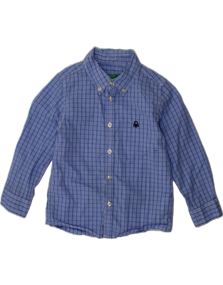 BENETTON Boys Shirt 3-4 Years 2XS Blue Check Cotton Vintage Benetton and Second-Hand Benetton from Messina Hembry 