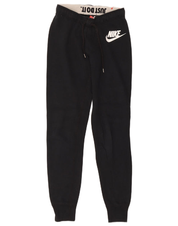 Nike Mujer Graphic Chándal Pantalones Joggers UK 4 XS Negro Algodón