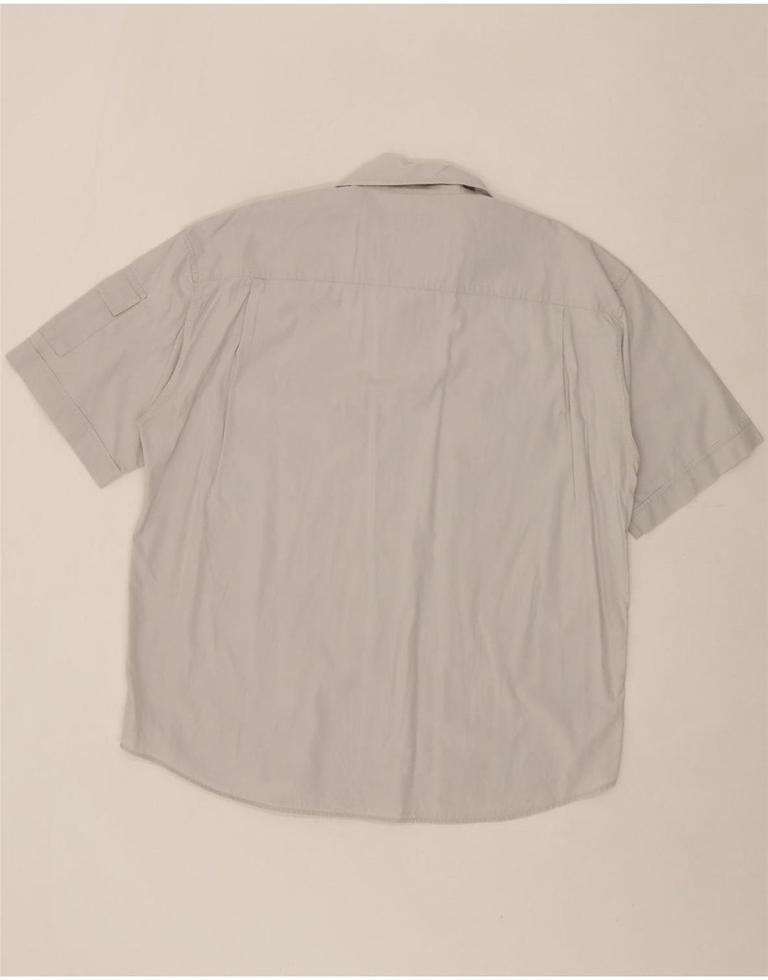 WAMPUM Mens Short Sleeve Shirt Large Grey Cotton Vintage Wampum and Second-Hand Wampum from Messina Hembry 