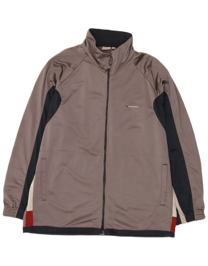 Diadora Chaqueta de chándal para hombre ES 48 2XL Gris Colorblock Poliéster