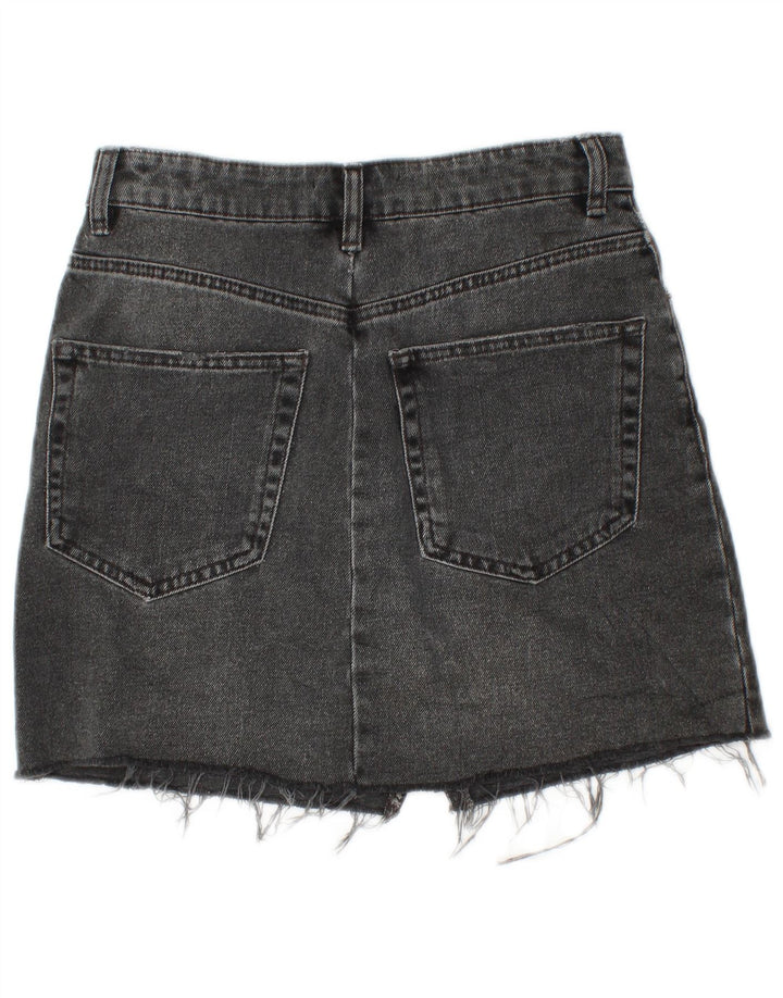Zara Mujer Mini Falda Vaquera Pequeña W26 Algodón Negro