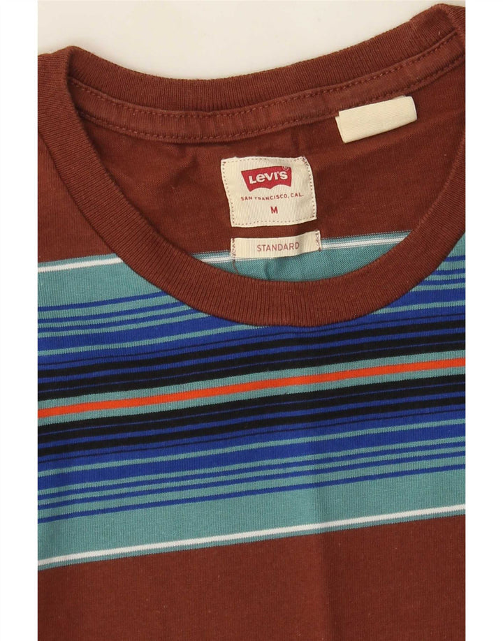 Levi's Camiseta de corte estándar para hombre, color marrón medio a rayas