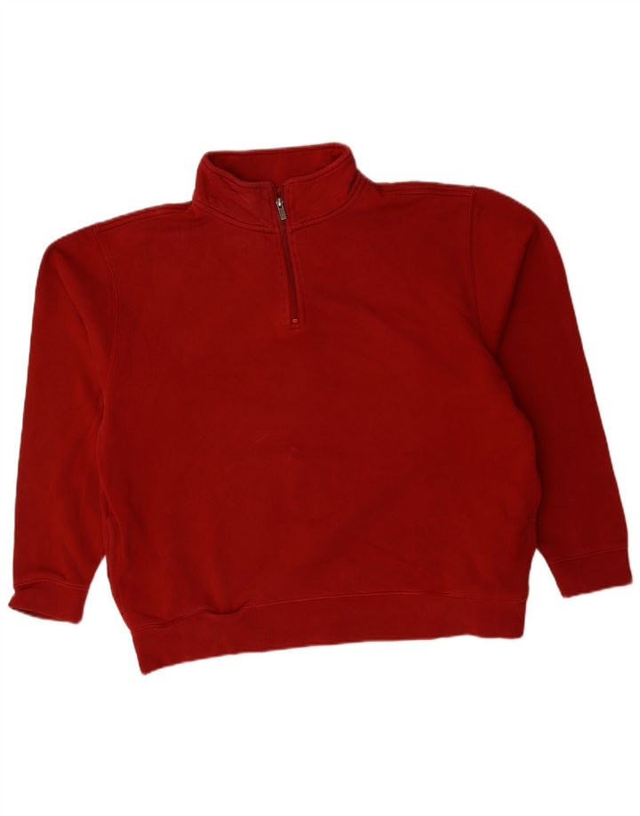 L.L.Bean Sudadera con Cuello y Cremallera para Hombre Jersey Grande de algodón Rojo