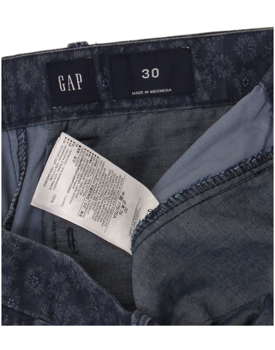 GAP Pantalones cortos chinos para hombre W30 Algodón floral azul marino mediano