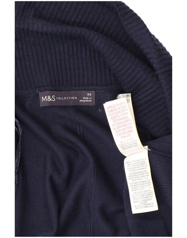 MARKS & SPENCER Suéter tipo cárdigan abierto largo para mujer UK 6 XS Azul marino