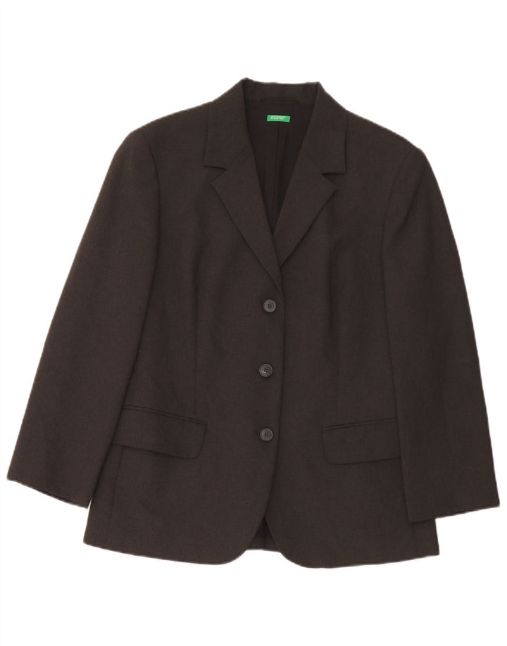 Benetton Blazer De 3 Botones Mujer IT 44 Poliéster Gris Medio