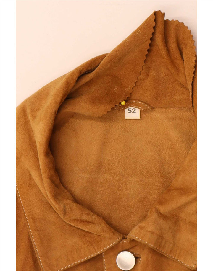 Chaqueta de ante vintage para hombre IT 52 XL Cuero beige