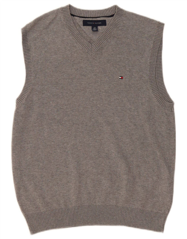 Tommy Hilfiger - Camiseta sin mangas para hombre, talla pequeña, algodón gris