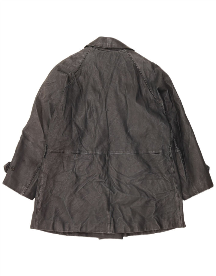Vintage mujer oversize chaqueta de doble pecho IT 42 cuero negro medio