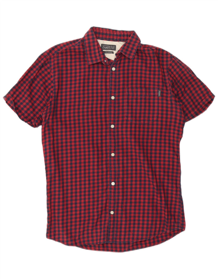 Camisa Jack & Jones Hombre Manga Corta Algodón Vichy Rojo Medio