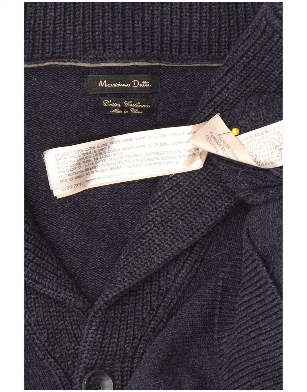 Massimo Dutti Jersey Cárdigan Hombre Mediano Azul Marino Algodón