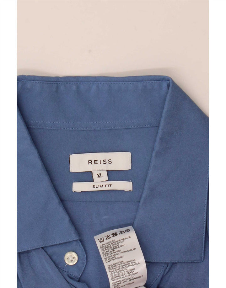 Camisa Reiss Slim Fit XL Viscosa Azul Hombre