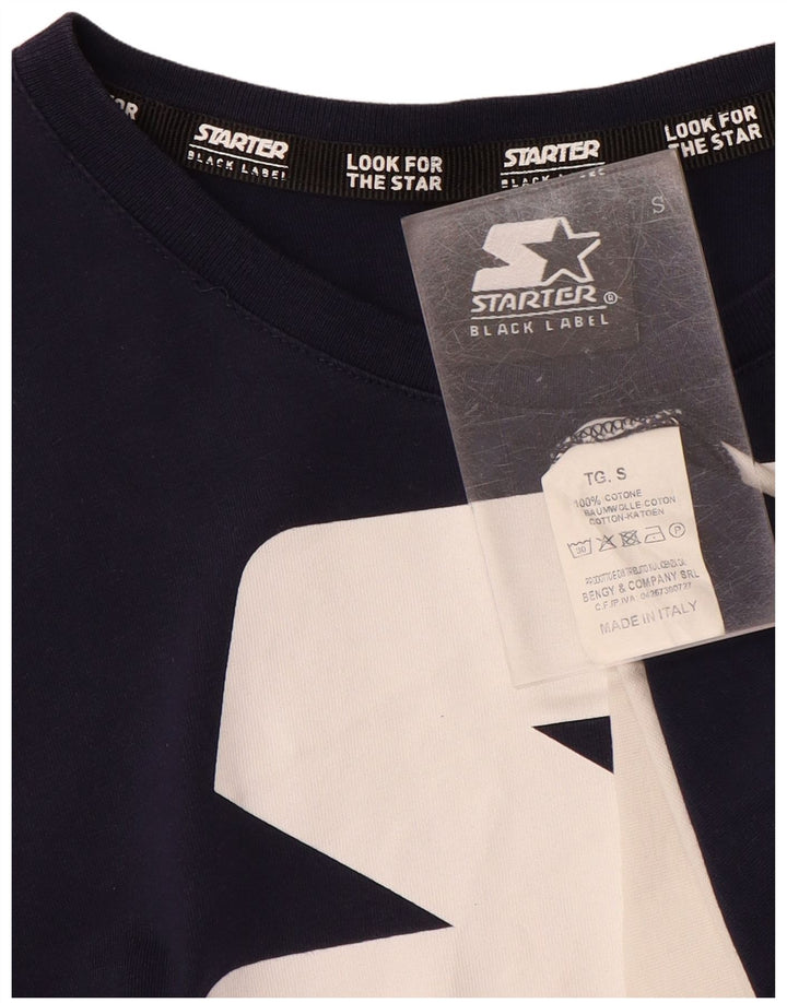 STARTER Mens BLACK LABEL Graphic T-Shirt Top Small Navy Blue Colourblock