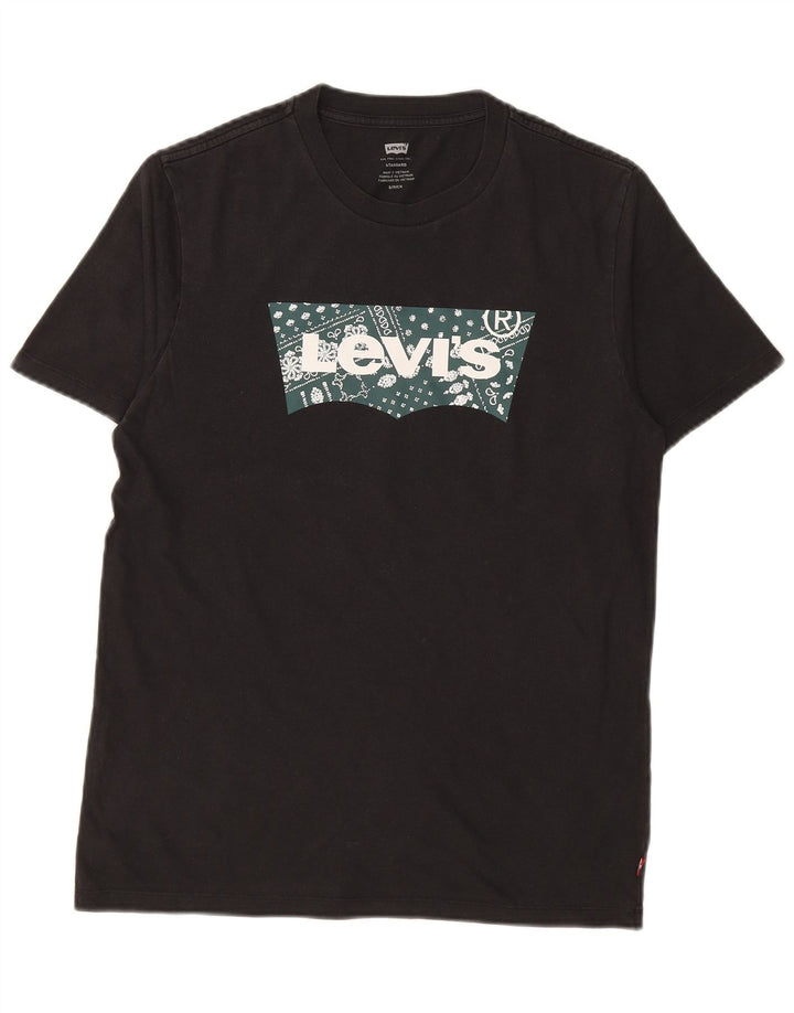 LEVI'S Camiseta con gráfico estándar para hombre, talla pequeña, algodón negro