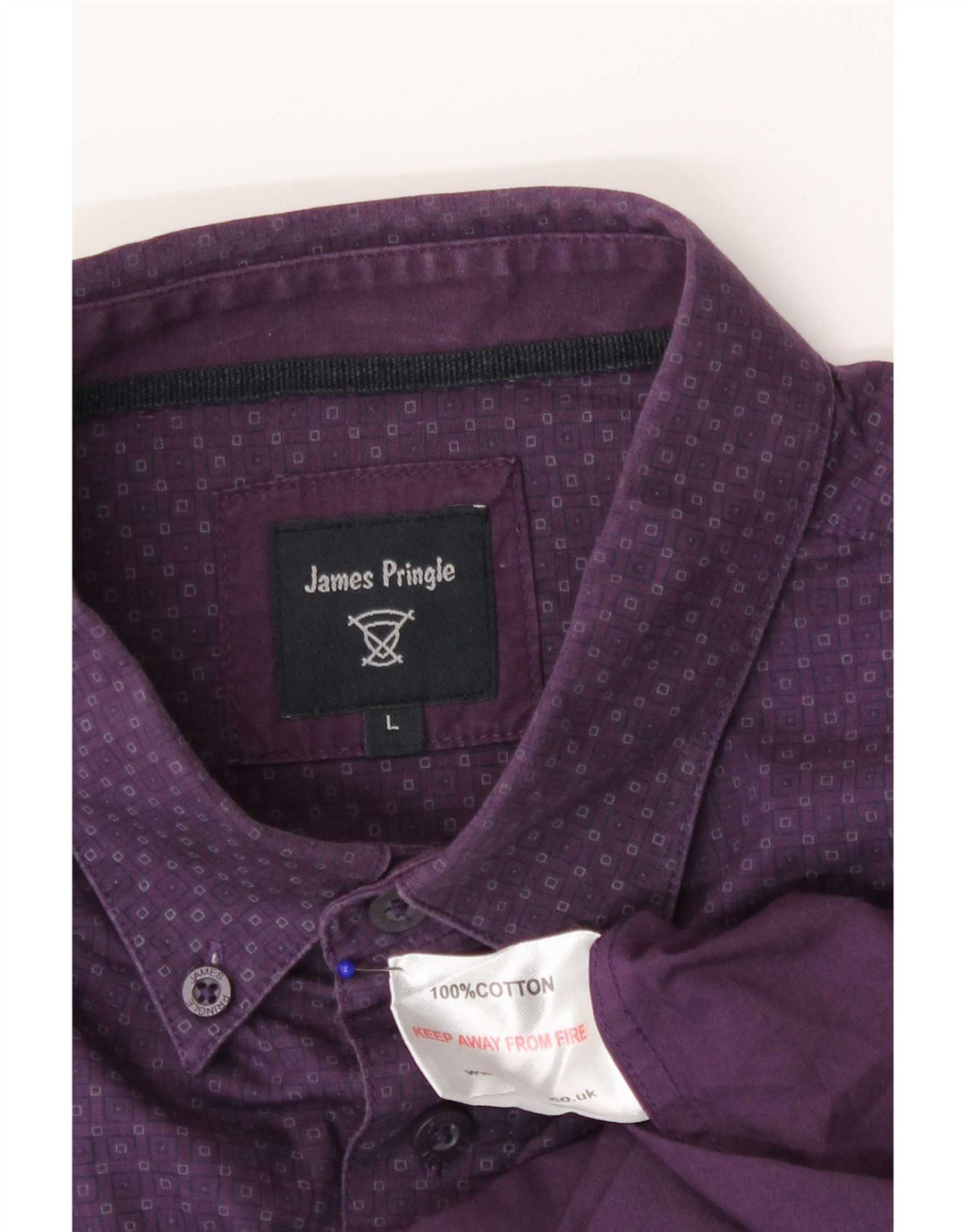 Camisa James Pringle para hombre de algodón geométrico morado grande