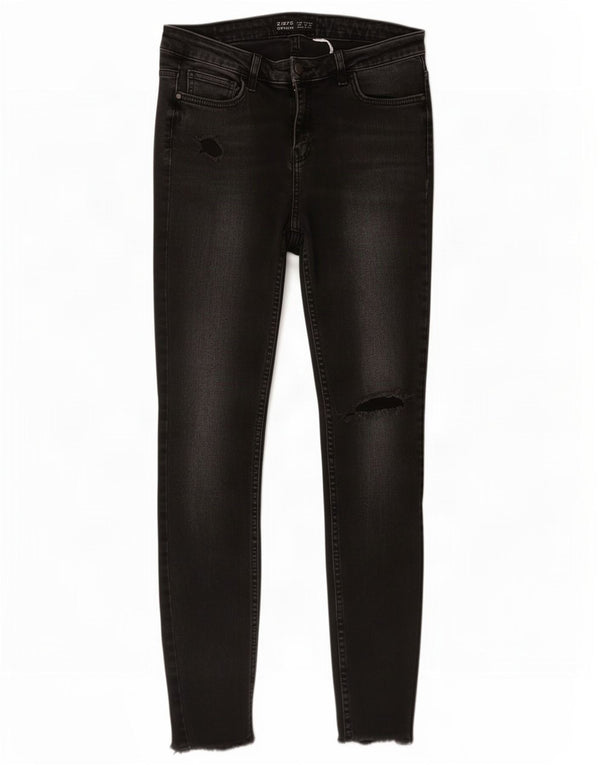 Zara Mujer Z1975 Vaqueros Pitillo Desgastados EU 40 Medium W30 L29 Negro