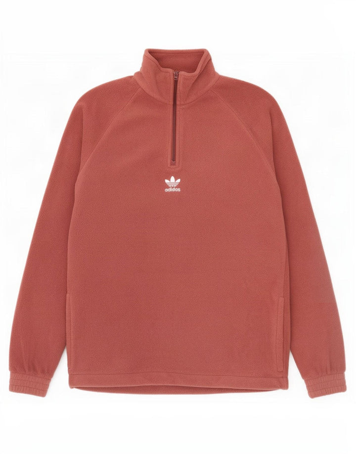 Adidas Hombre Gráfico Zip Cuello Polar Jersey Pequeño Marrón Poliéster