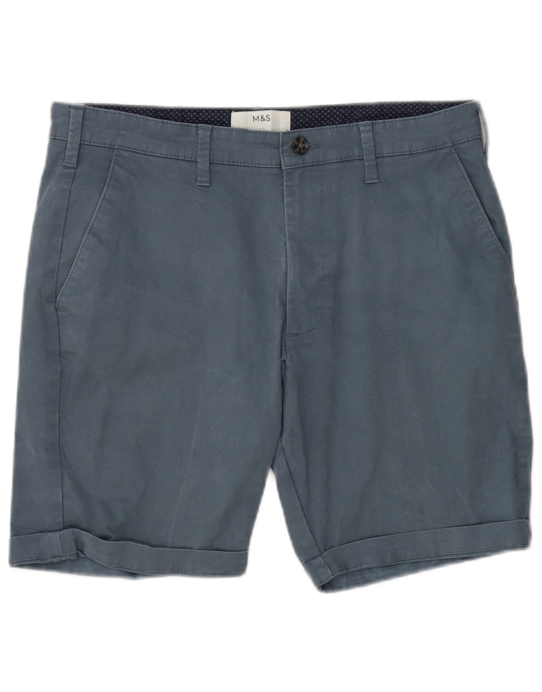 Marks & Spencer Pantalones cortos chinos para hombre W32 Algodón azul medio