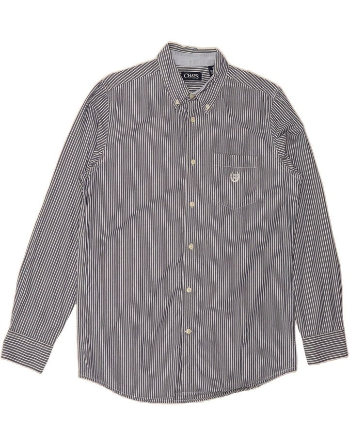 CHAPS Mens Shirt Medium Navy Blue Pinstripe Cotton Vintage Chaps and Second-Hand Chaps from Messina Hembry 