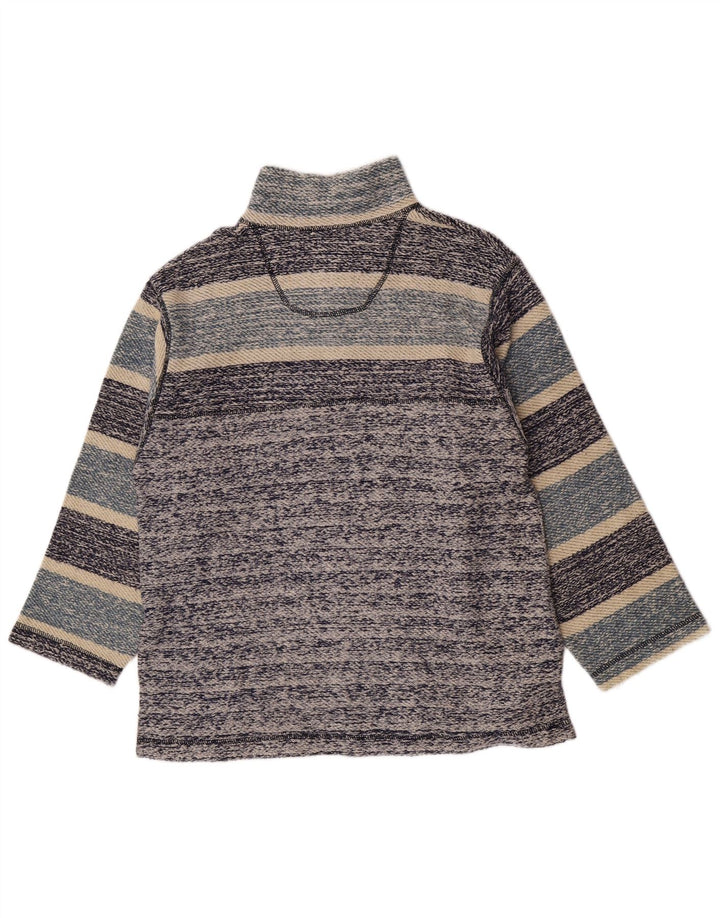 Vintage hombres 1/4 cremallera sudadera jumper medio azul rayas retro