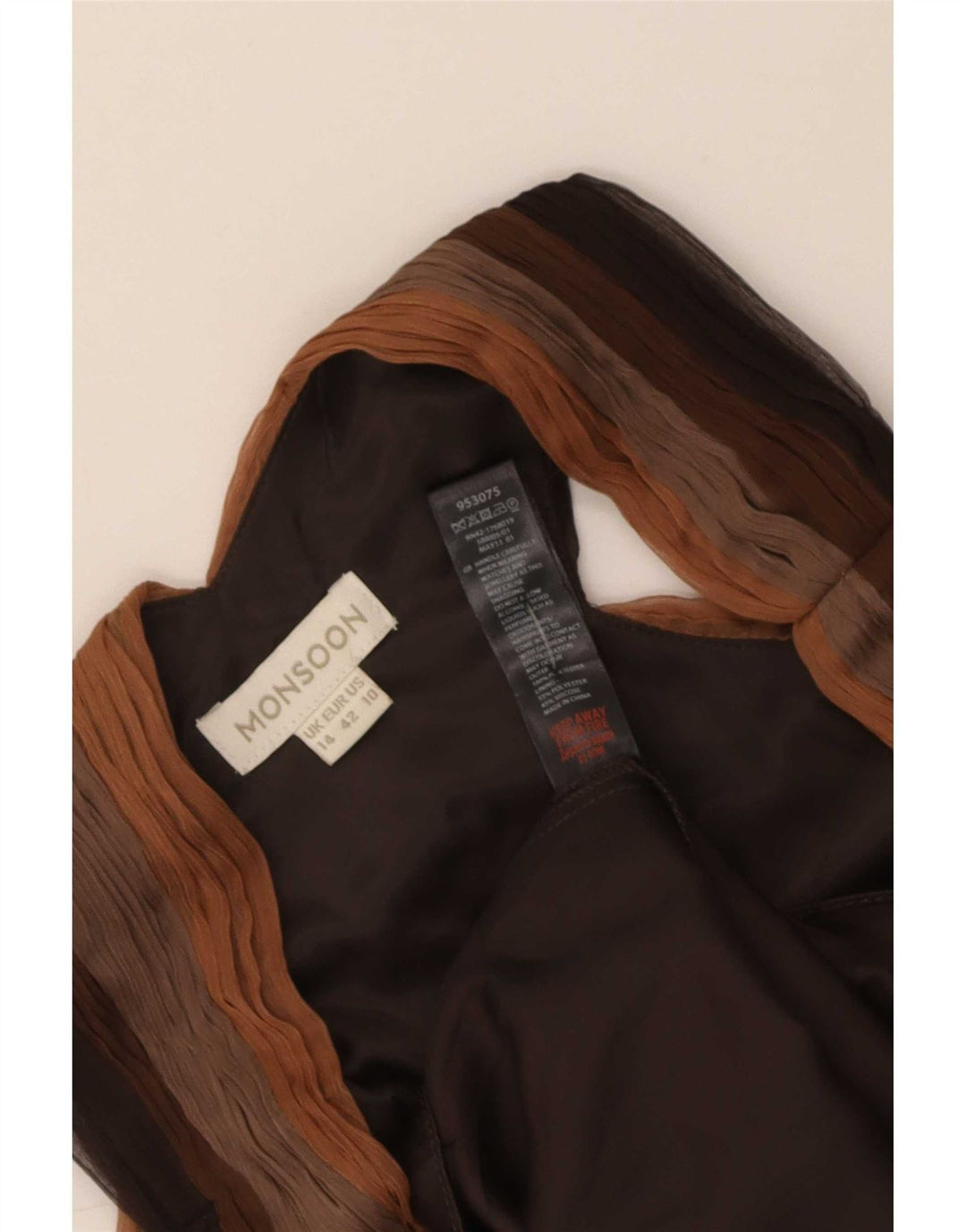 Monsoon Vestido acampanado para mujer, talla 44, talla grande, color marrón, poliéster