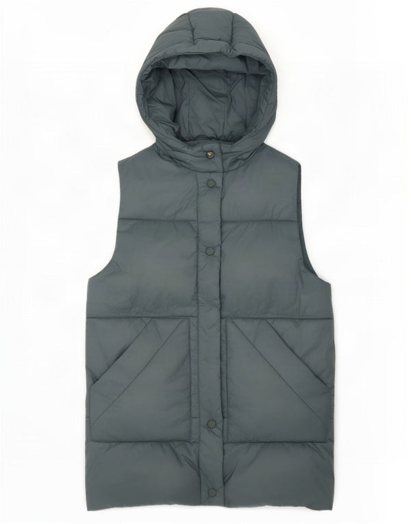 Zara Chaleco Niña Acolchado Con Capucha 9-10 Años Gris Poliamida