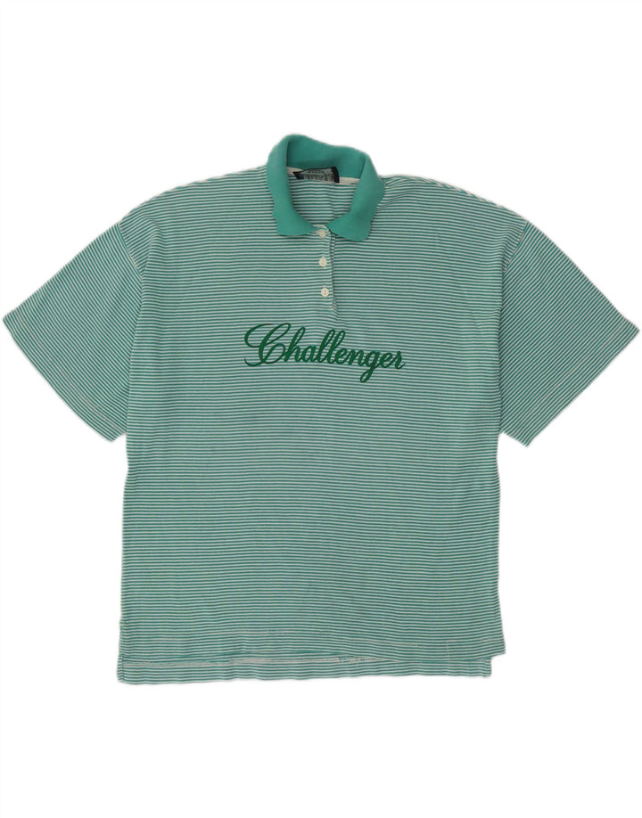 CHALLENGER Polo extragrande para mujer UK 14 Medium Turquesa Pinstripe