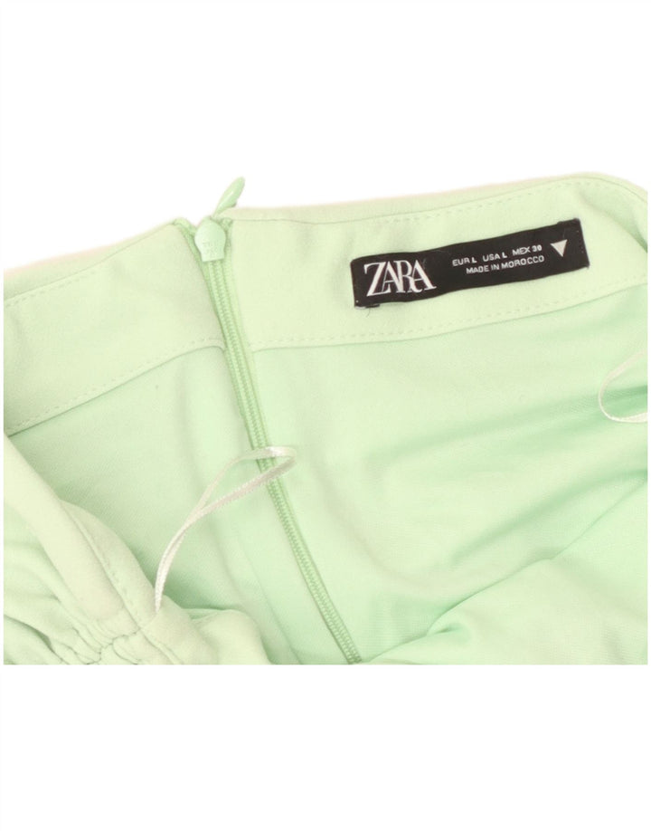 Zara Mujer Falda Recta Grande W30 Verde