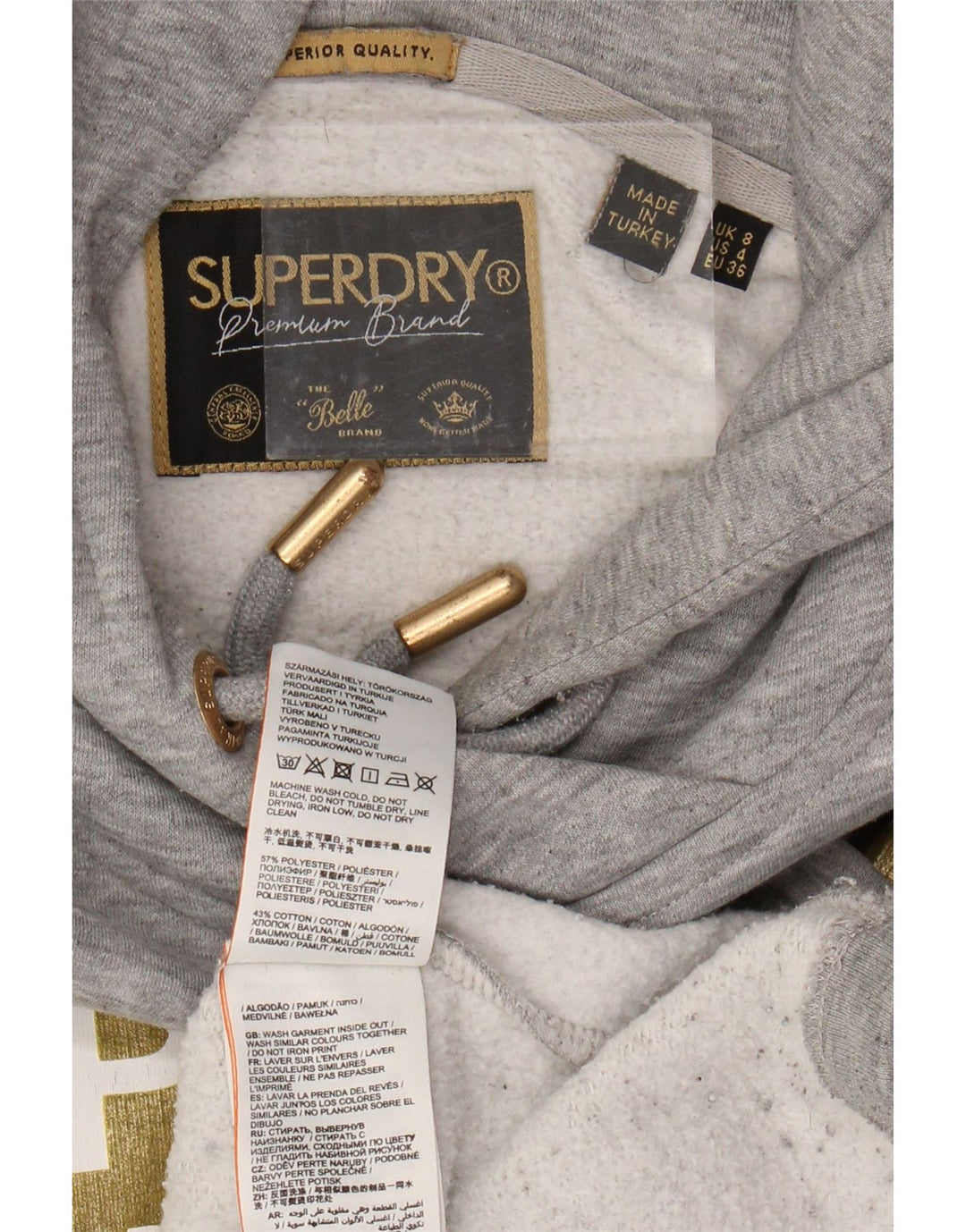 SUPERDRY Jersey con capucha y gráfico de corte extragrande para mujer UK 8 Small Grey